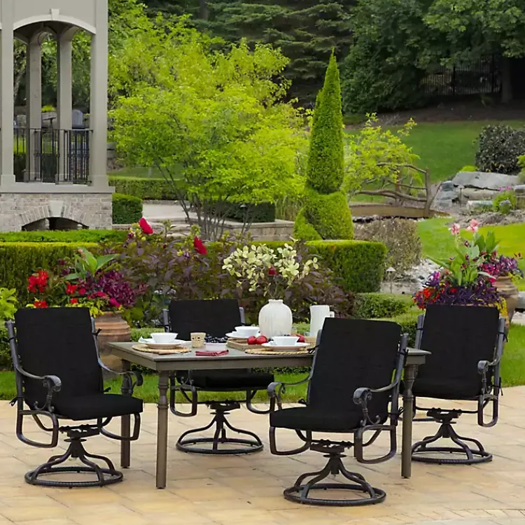 Outdoor Cushions & Pillows-Kirklands Home Leala Texture Outdoor Dining Chair Cushion Black