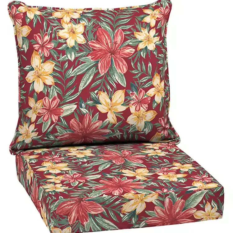 Outdoor Cushions & Pillows-Kirklands Home Ruby Tropical 2-pc. Outdoor Deep Seat Cushion
