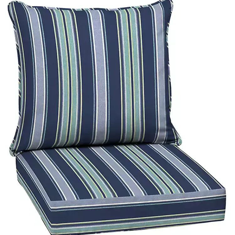 Outdoor Cushions & Pillows-Kirklands Home Sapphire Stripe 2-pc. Outdoor Deep Seat Cushion Blue