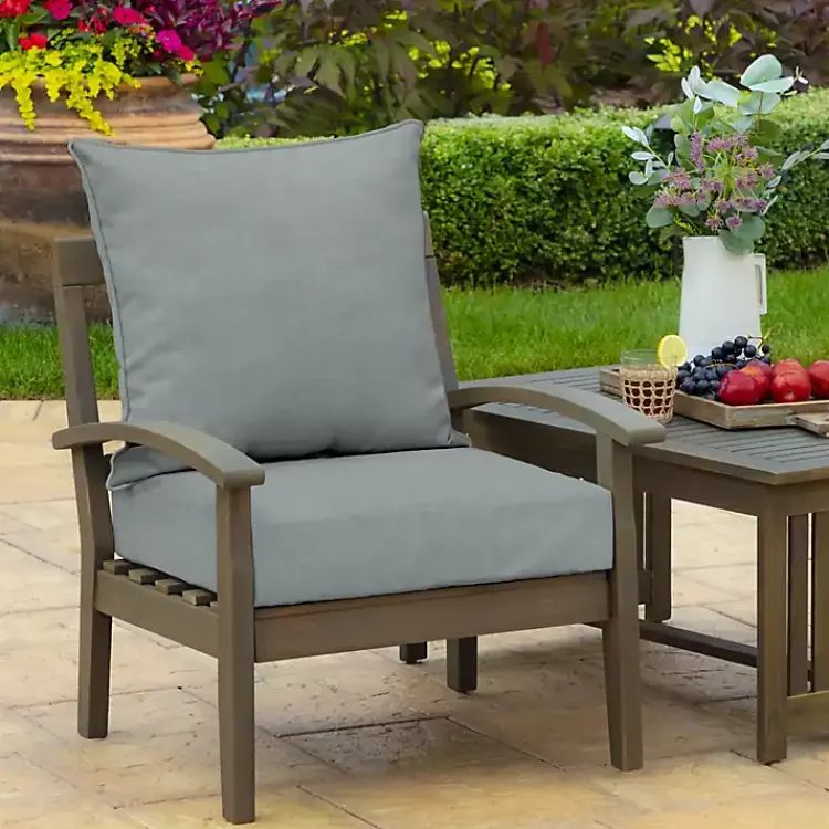 Outdoor Cushions & Pillows-Kirklands Home Stone Leala Texture Outdoor Deep Seat Cushions Gray