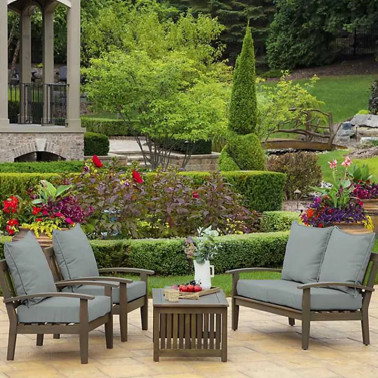 Outdoor Cushions & Pillows-Kirklands Home Stone Leala Texture Outdoor Deep Seat Cushions Gray