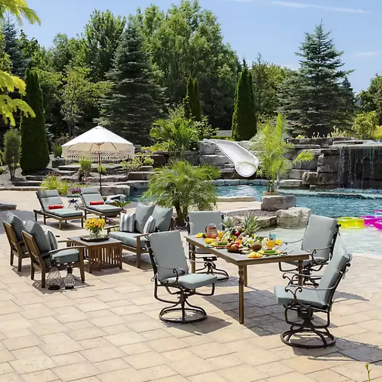 Outdoor Cushions & Pillows-Kirklands Home Stone Leala Texture Outdoor Deep Seat Cushions Gray