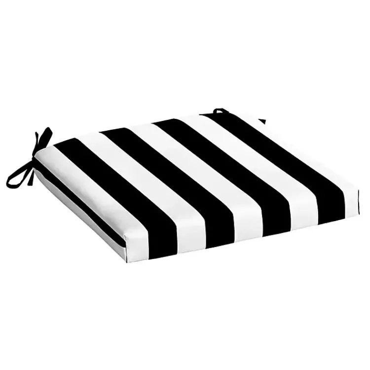 Outdoor Cushions & Pillows-Kirklands Home Cabana Stripe Outdoor Seat Cushion Black