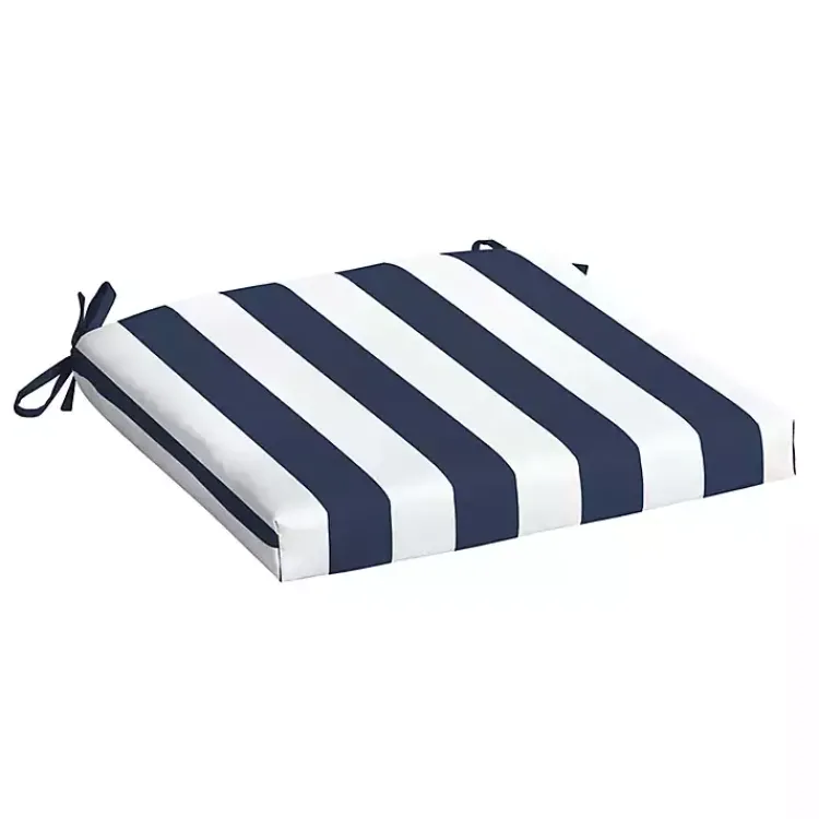 Outdoor Cushions & Pillows-Kirklands Home Sapphire Cabana Stripe Outdoor Seat Cushion Blue