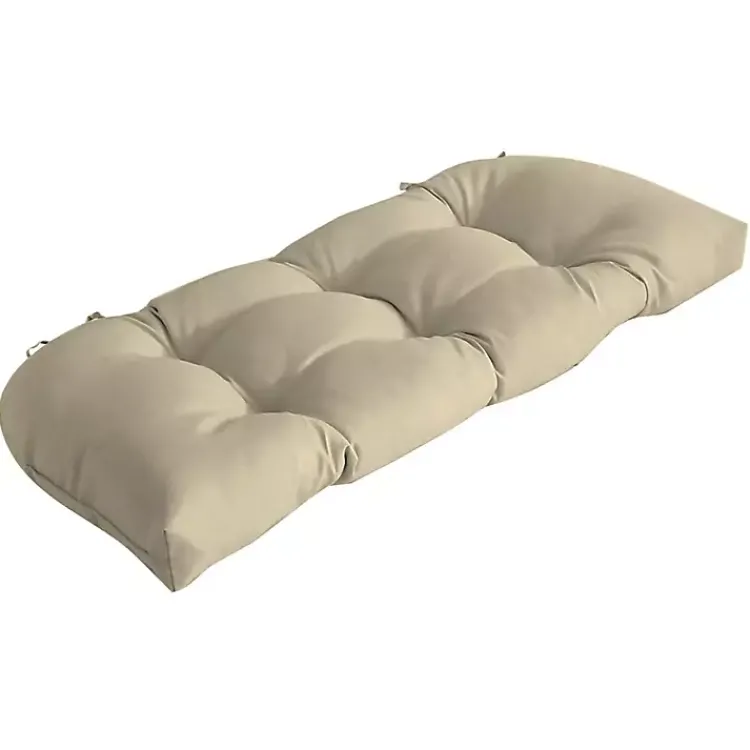 Outdoor Cushions & Pillows-Kirklands Home Taupe Leala Texture Wicker Settee Cushion Tan