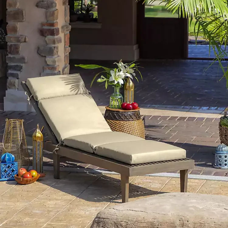 Outdoor Cushions & Pillows-Kirklands Home Taupe Leala Texture Outdoor Chaise Cushion Tan
