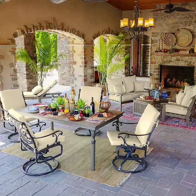 Outdoor Cushions & Pillows-Kirklands Home Taupe Leala Texture Outdoor Chaise Cushion Tan