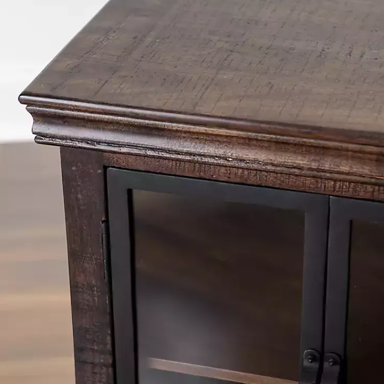 Cabinets & Sideboards-Kirklands Home Walnut Henry Cabinet with Glass Doors Brown