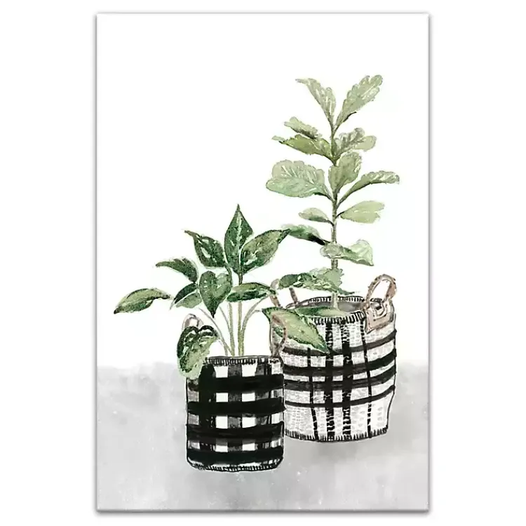 Canvas Art-Kirklands Home Watercolor Plaid Vase Canvas Art Print, 20x30 in.