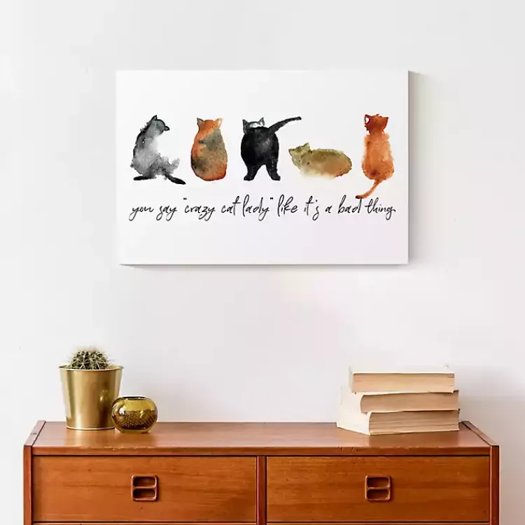 Wall Quotes & Signs-Kirklands Home Cat Lady Canvas Art Print, 18x12 in.