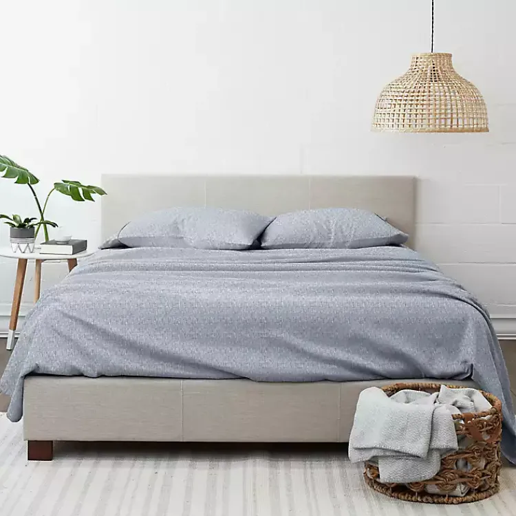 Bed Sheets-Kirklands Home Chambray 4-pc. California King Sheet Set Blue