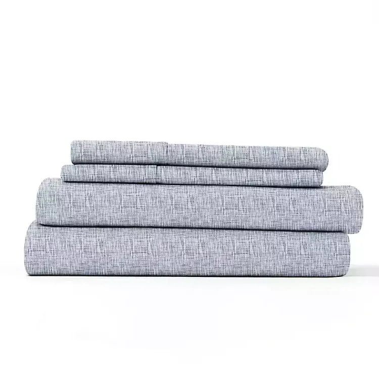 Bed Sheets-Kirklands Home Chambray 4-pc. California King Sheet Set Blue