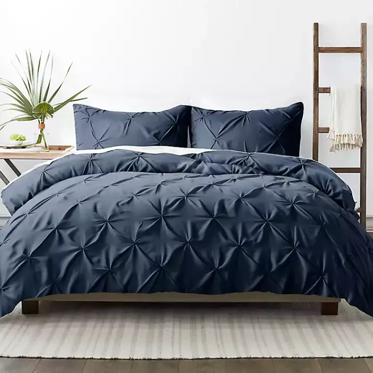 Duvets-Kirklands Home Navy Soft Pinched 3-Pc. King Duvet Cover Set Blue