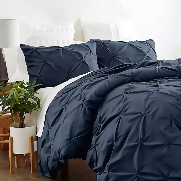 Duvets-Kirklands Home Navy Soft Pinched 3-pc. Twin Duvet Cover Set Blue