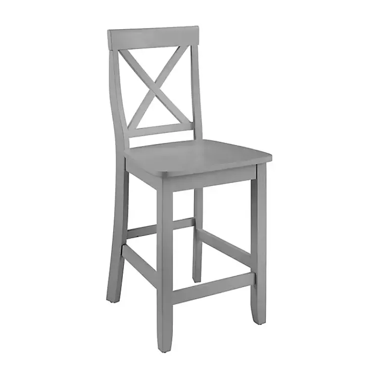 Bar Stools & Counter Height Stools-Kirklands Home Wood X-Back Counter Stools, Set of 2 Gray