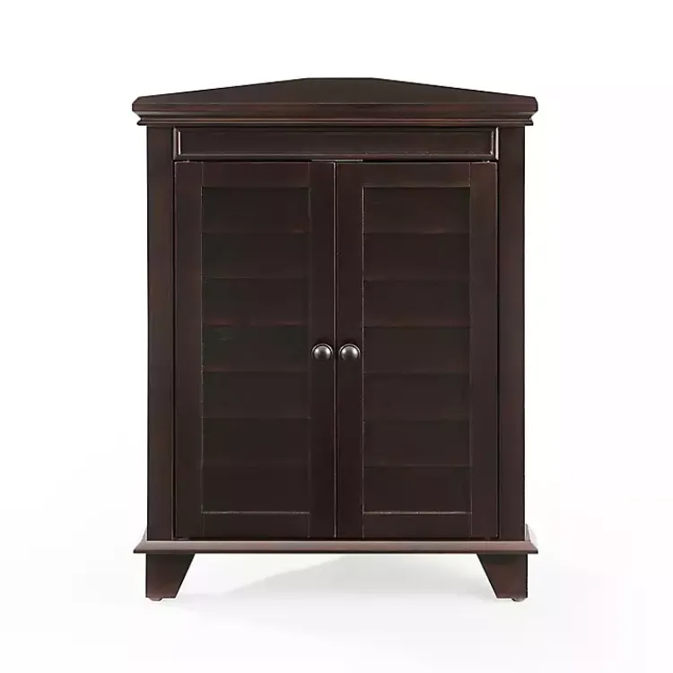 Bathroom Furniture-Kirklands Home Nikki Dark Wooden Corner Cabinet Brown