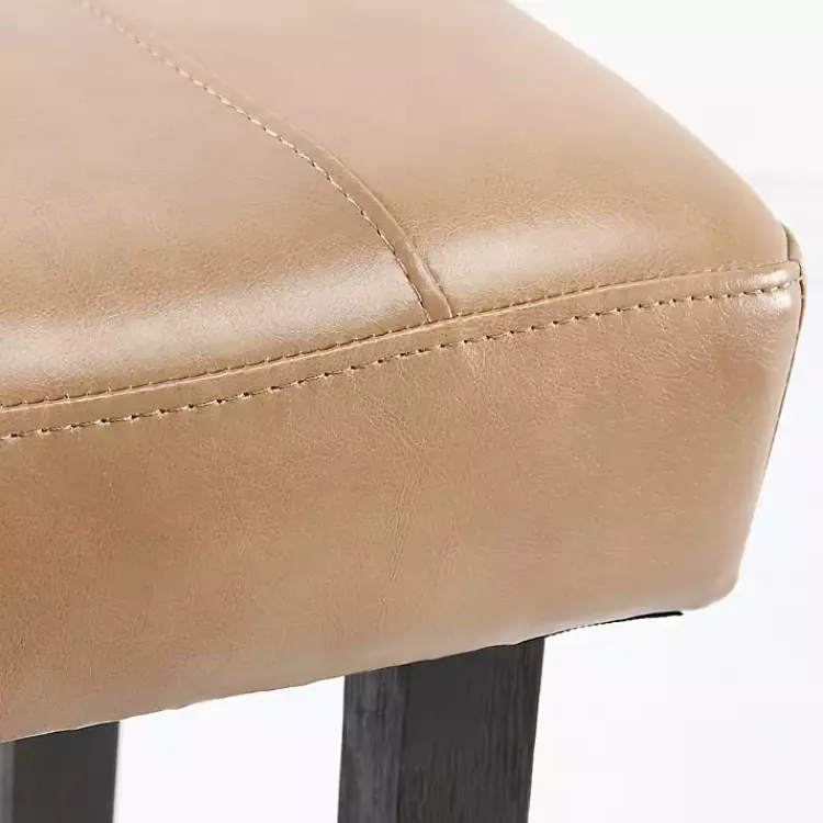 Bar Stools & Counter Height Stools-Kirklands Home Camel Wood and Leather Backless Stool Tan