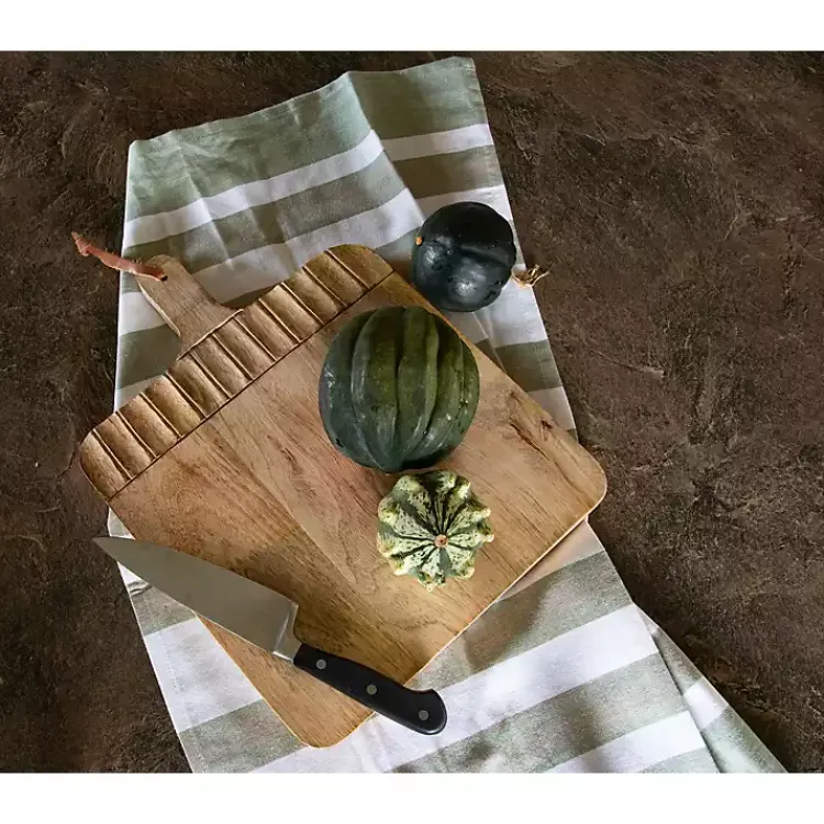 Serving & Entertaining-Kirklands Home Grooves Hand Carved Mango Wood Cutting Board Brown