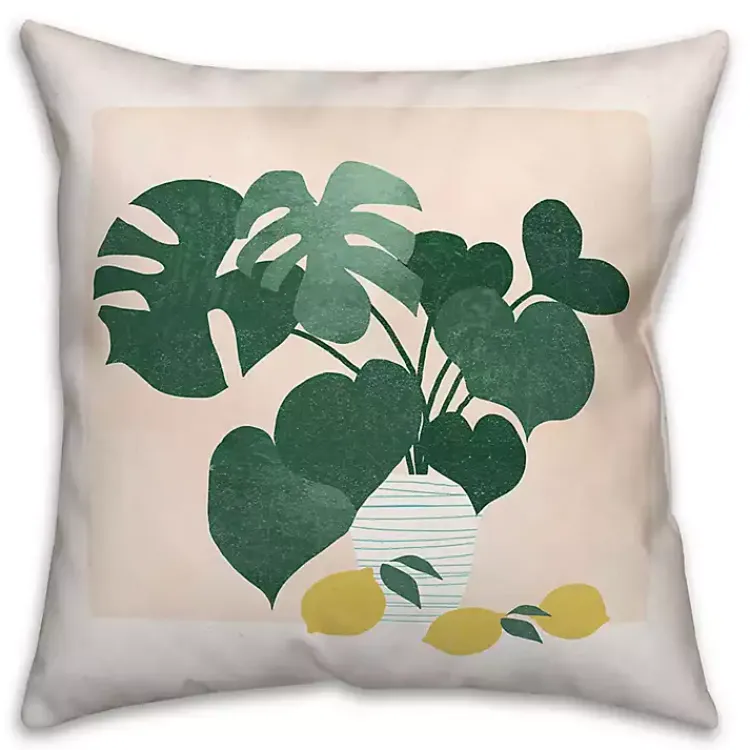 Outdoor Cushions & Pillows-Kirklands Home Monstera and Lemons Outdoor Pillow