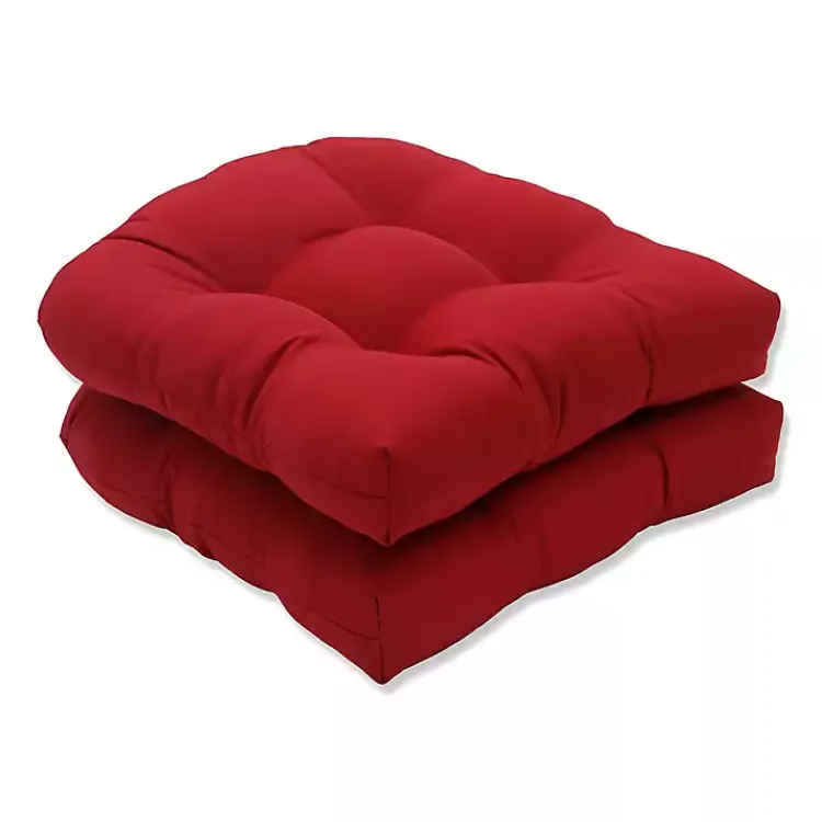 Outdoor Cushions & Pillows-Kirklands Home Tufted Outdoor Wicker Chair Cushion, Set of 2 Red