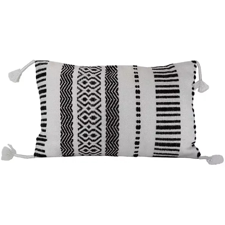 Outdoor Cushions & Pillows-Kirklands Home Tribal Stripe Tassel Outdoor Lumbar Pillow