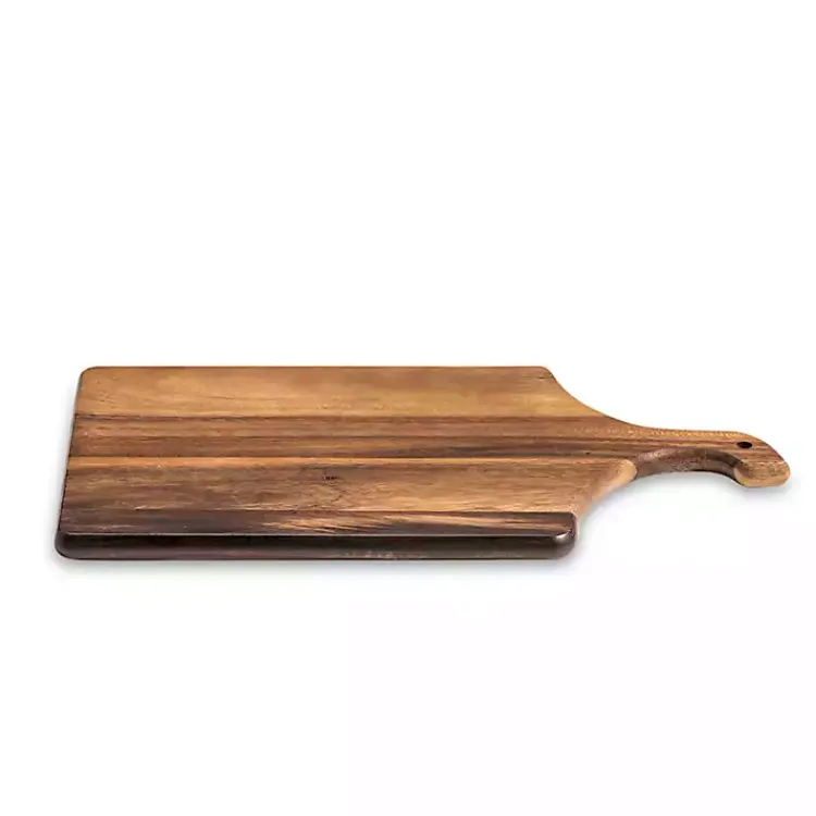 Serving & Entertaining-Kirklands Home Curved Handle Acacia Wood Cutting Board Brown