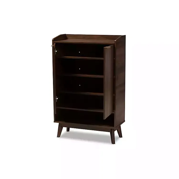 Entryway Furniture-Kirklands Home Dark Walnut 5-Shelf Wooden Shoe Cabinet Brown