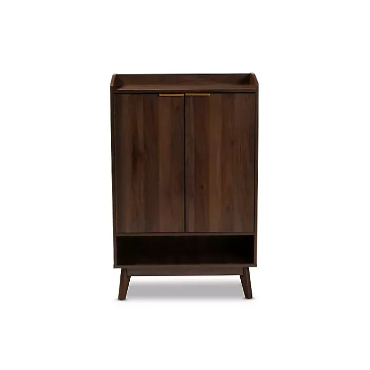Entryway Furniture-Kirklands Home Dark Walnut 5-Shelf Wooden Shoe Cabinet Brown