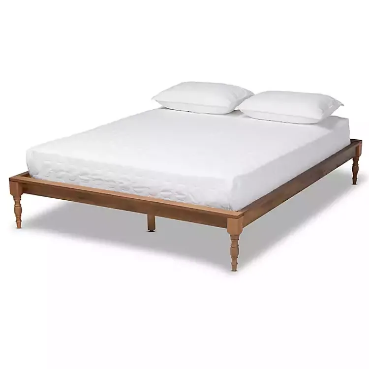 Beds & Headboards-Kirklands Home Ash Walnut Wood Platform Queen Bed Brown
