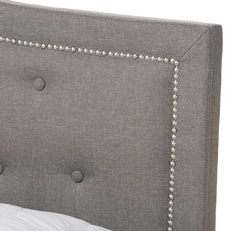Beds & Headboards-Kirklands Home Mary Light Button Tufted Full Bed Frame Gray