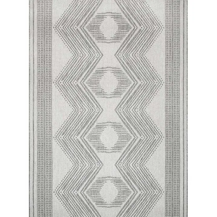 Outdoor Rugs-Kirklands Home Raina Tribal Zig Zag Outdoor Rug, 5x8 Gray
