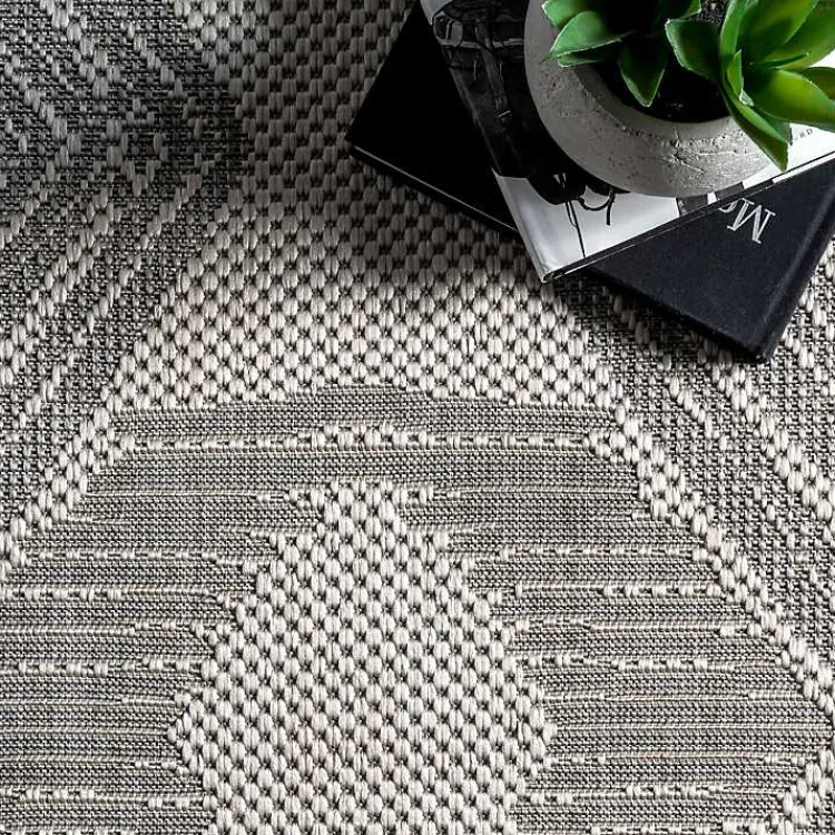 Outdoor Rugs-Kirklands Home Raina Tribal Zig Zag Outdoor Rug, 5x8 Gray