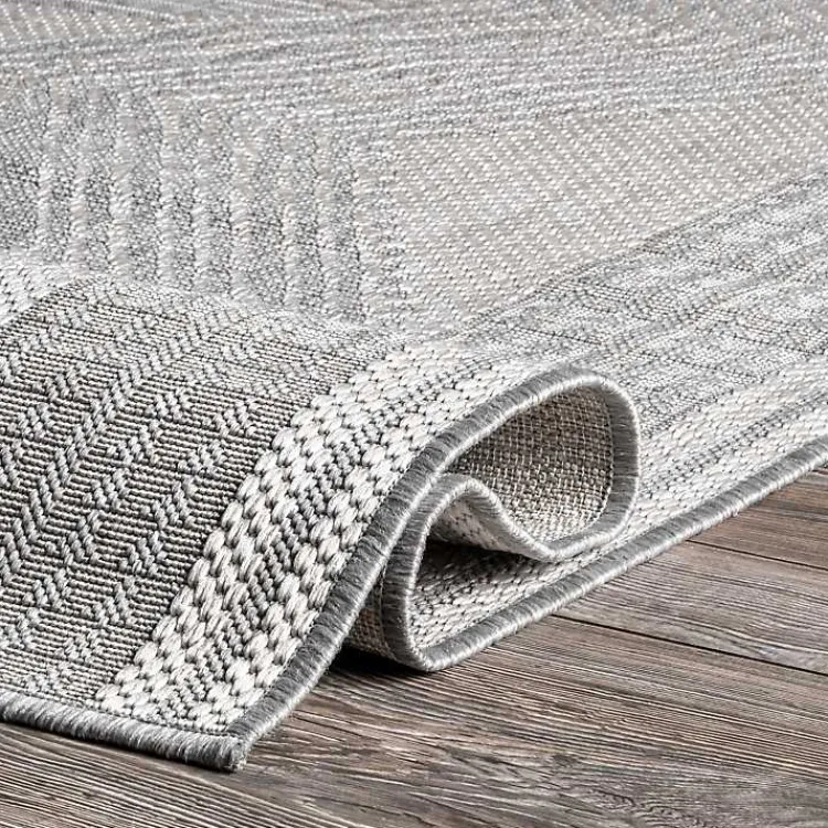 Outdoor Rugs-Kirklands Home Raina Tribal Zig Zag Outdoor Rug, 5x8 Gray