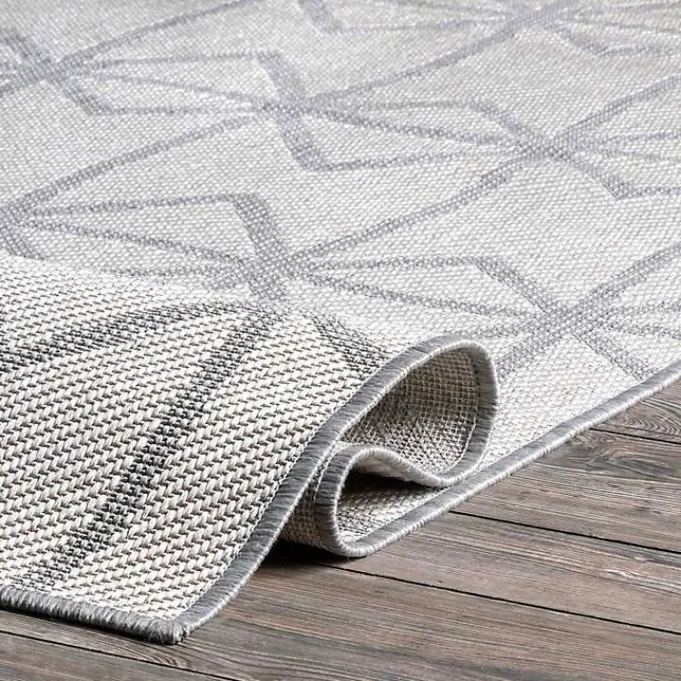Outdoor Rugs-Kirklands Home Sanford Light Gray Geometric Outdoor Rug, 8x10