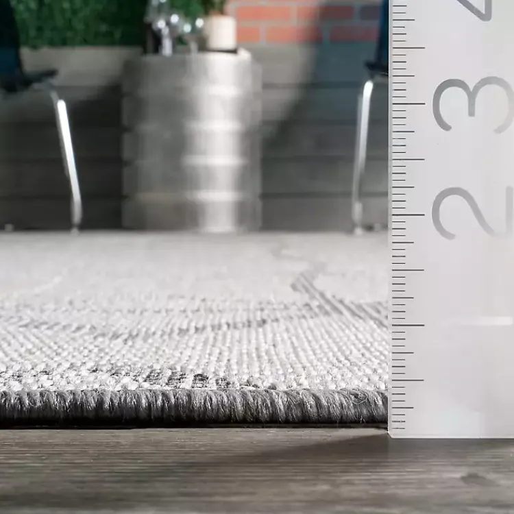 Outdoor Rugs-Kirklands Home Sanford Light Gray Geometric Outdoor Rug, 8x10