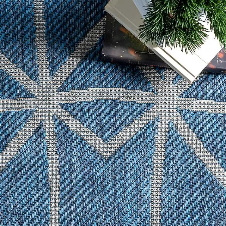 Outdoor Rugs-Kirklands Home Sanford Blue Geometric Shapes Outdoor Rug, 5x8