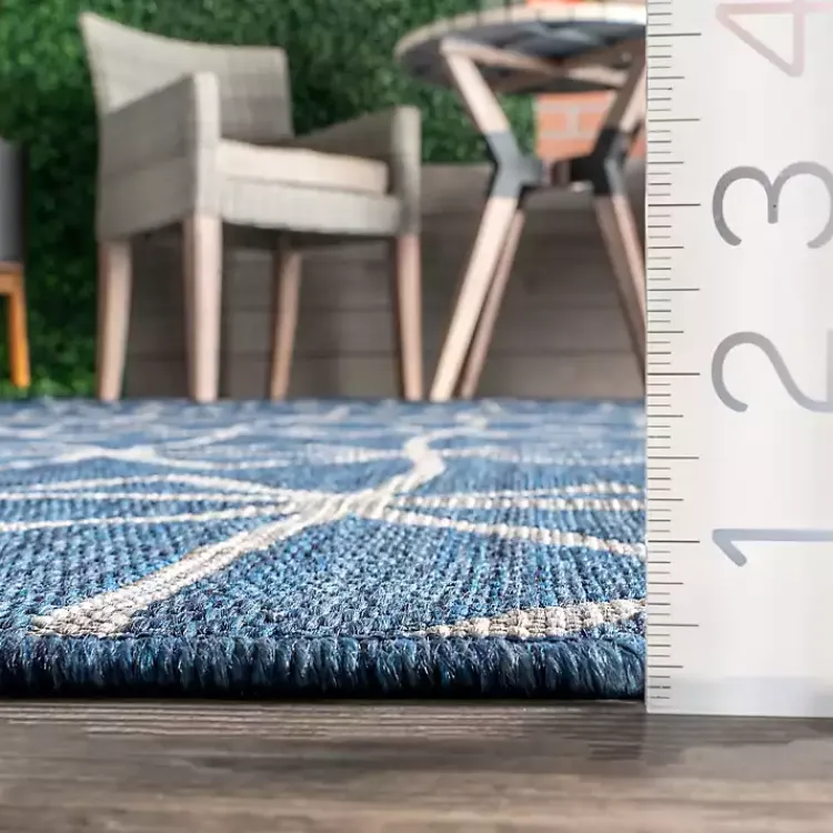 Outdoor Rugs-Kirklands Home Sanford Blue Geometric Shapes Outdoor Rug, 5x8