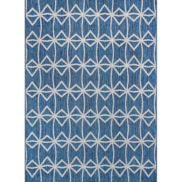 Outdoor Rugs-Kirklands Home Sanford Blue Geometric Shapes Outdoor Rug, 8x10