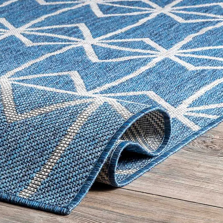 Outdoor Rugs-Kirklands Home Sanford Blue Geometric Shapes Outdoor Rug, 8x10