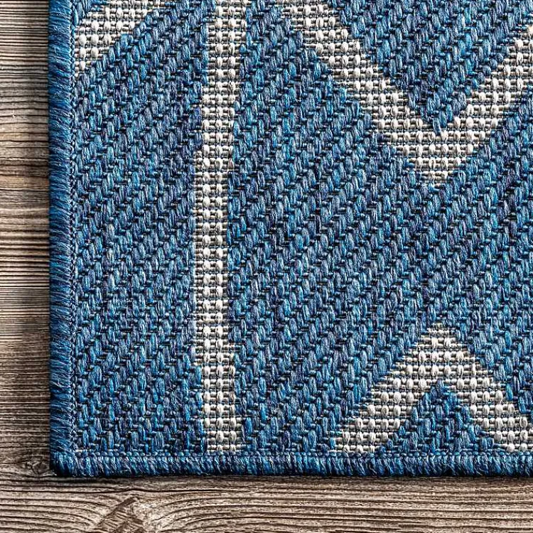 Outdoor Rugs-Kirklands Home Sanford Blue Geometric Shapes Outdoor Rug, 8x10