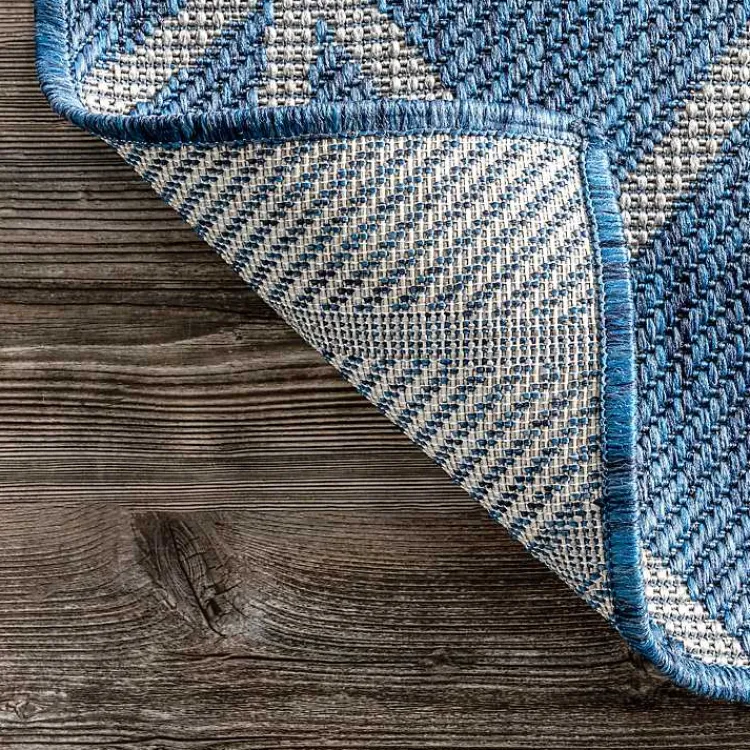 Outdoor Rugs-Kirklands Home Sanford Blue Geometric Shapes Outdoor Rug, 8x10