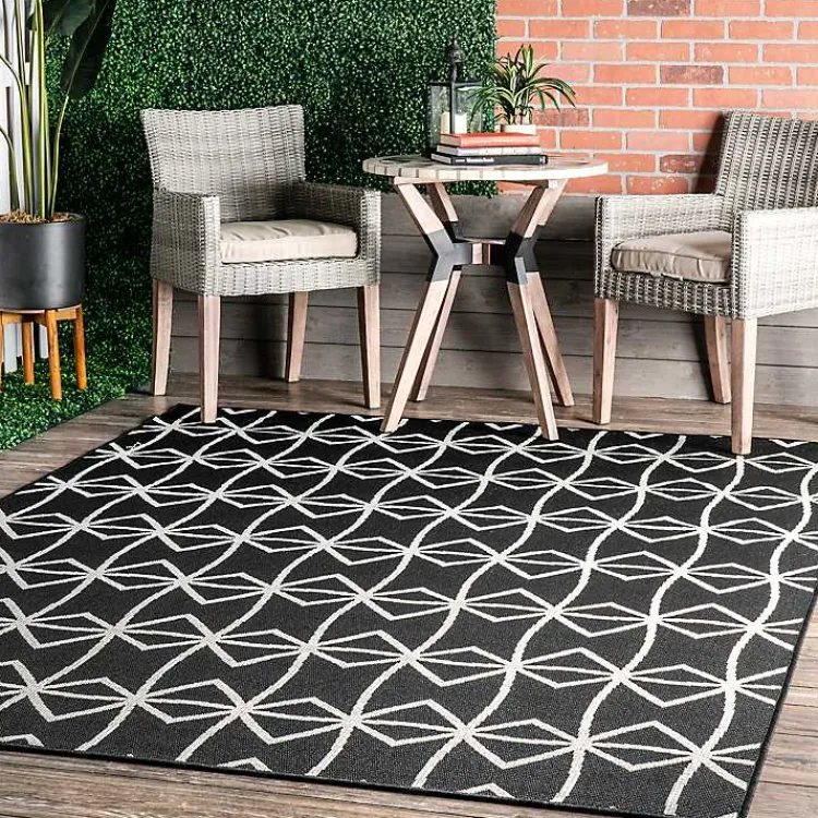 Outdoor Rugs-Kirklands Home Sanford Gray Geometric Shapes Outdoor Rug, 8x10