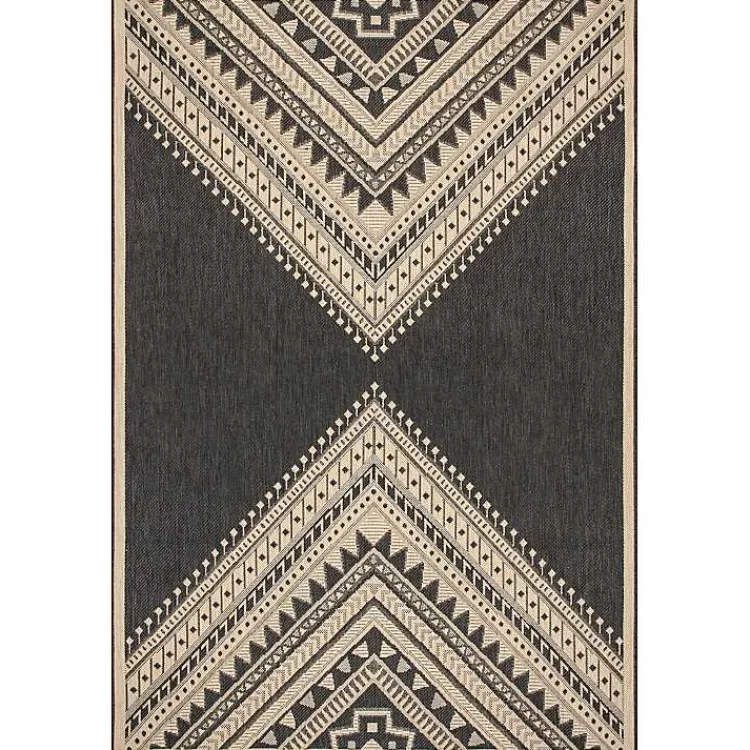 Outdoor Rugs-Kirklands Home Landy Dark Gray Aztec Outdoor Rug, 8x10