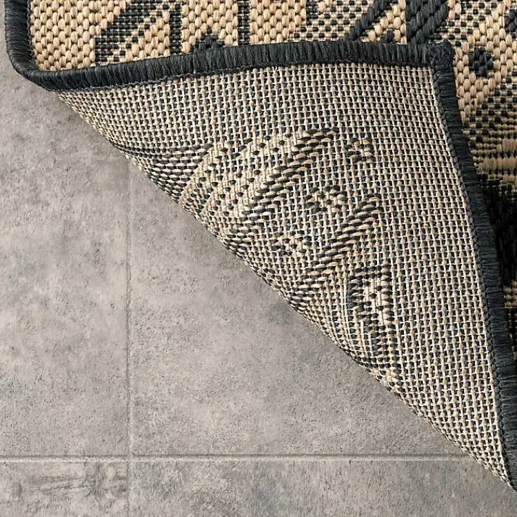 Outdoor Rugs-Kirklands Home Landy Dark Gray Aztec Outdoor Rug, 8x10