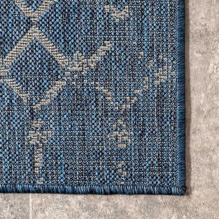 Outdoor Rugs-Kirklands Home Davon Blue Moroccan Trellis Outdoor Rug, 8x10