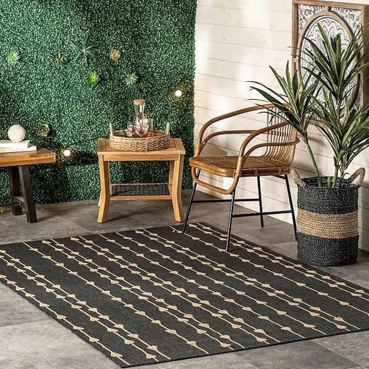 Area Rugs-Kirklands Home Kendall Gray Vertical Teardrop Outdoor Rug, 5x8