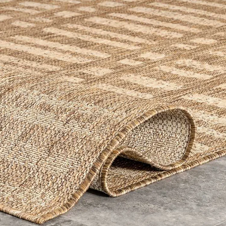 Area Rugs-Kirklands Home Marti Banded Lines Outdoor Rug, 5x8 Tan