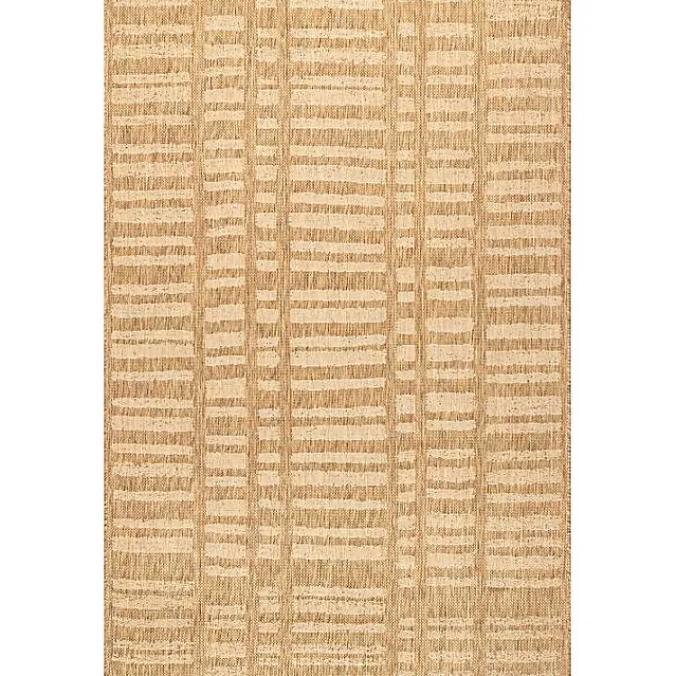 Outdoor Rugs-Kirklands Home Marti Banded Lines Outdoor Rug, 8x10 Tan