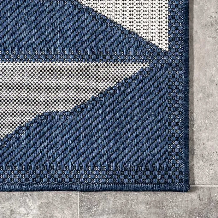 Area Rugs-Kirklands Home Mitchell Blue Geo Diamonds Outdoor Rug, 5x8