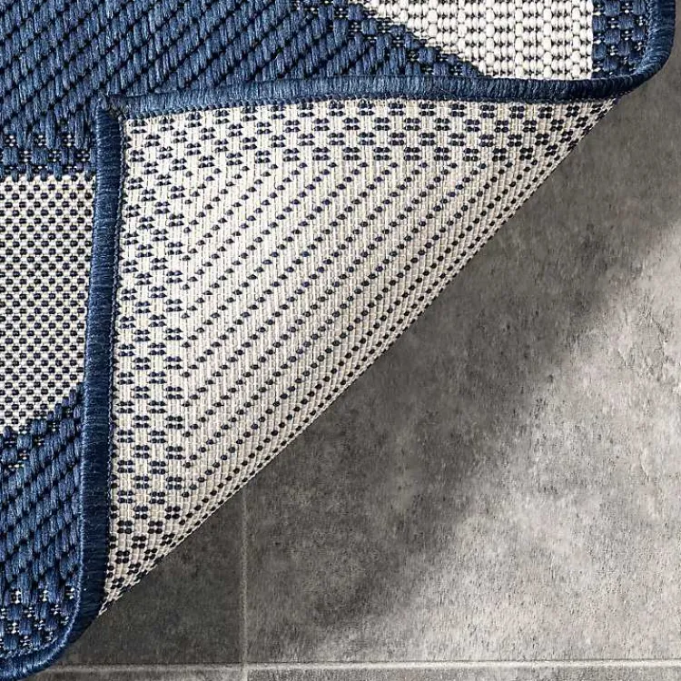 Area Rugs-Kirklands Home Mitchell Blue Geo Diamonds Outdoor Rug, 5x8